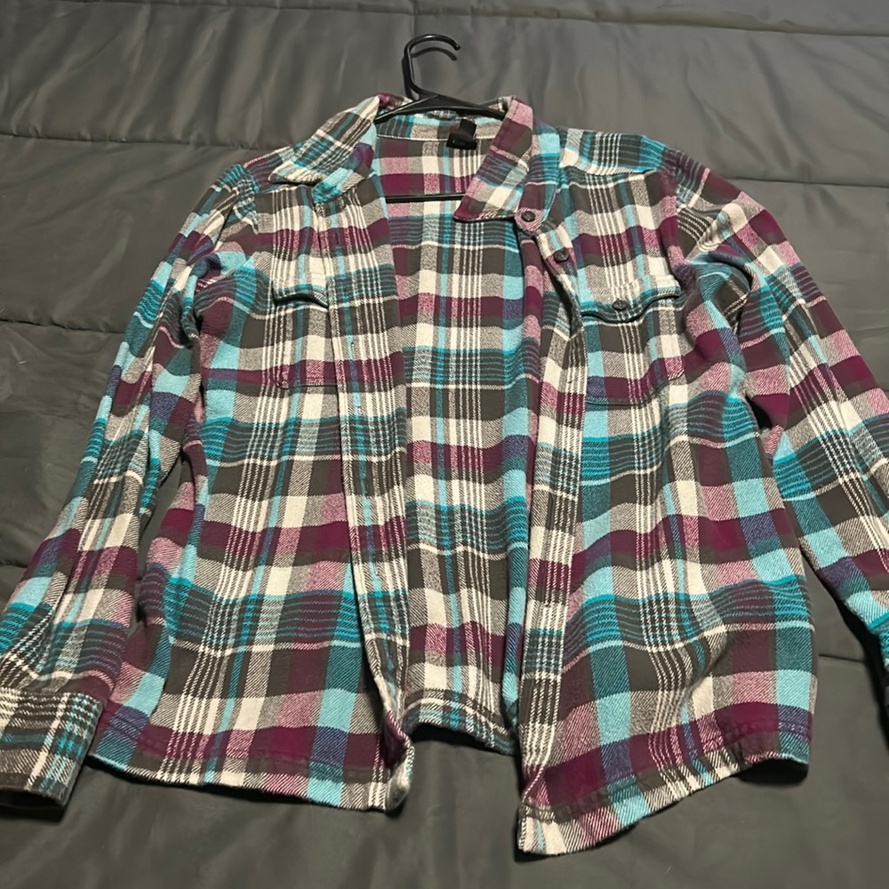 Patagonia Plaid Button-Up Shirt Jacket in Teal, Purple, White, Black